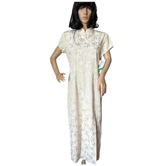 NWT Vintage ivory Brocade Cheongsam Dress from J.R. Nites by Caliente Size 10 P - Picture 1 of 17
